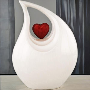 Urna Funeraria de Metal Blanca en Forma de Lágrima para Cenizas de Adultos |   Fabricante de Urnas Funerarias Modernas - Product Image 5