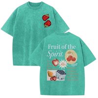 Fruit of Spirit Heren Regular Fit Streetwear T-shirt 100% Katoen Korte Mouw Geprint Grafisch T-shirt O-hals Jersey Stijl Verweerd