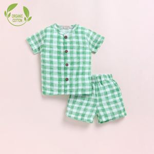 Organic Muslin Jabla <b>Set</b> Premium Quality Baby Clothing in Sage Checks Print Premium Baby Clothing - Product Image 1