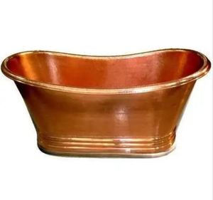 Baignoire autoportante en cuivre ovale, baignoire en métal artisanale classique sans couvercle pour la maison, l'hôtel, la salle de bain - Artisanat indien - Product Image 4