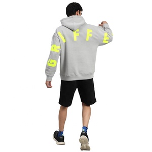 Sudadera con Capucha para Hombre, Personalizada, Color Gris Acero, Logotipo Frontal, Estampado Completo en la Espalda, Tejido de Felpa, 100% Algodón Ecológico, para Invierno - Product Image 5