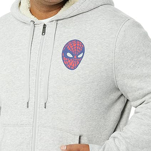 Sweat-shirt à capuche zippé Spider-Man gris, coupe classique, décontracté, pour l'automne, 100% coton molletonné, imprimé personnage - Product Image 5