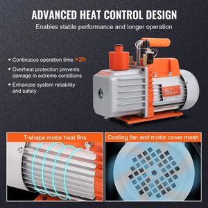 Pompa per vuoto rotativa a palette a 2 stadi da 1/2 HP, 7 CFM, 120V, per climatizzazione, con connettori maschio SAE da 1/4'', maschio SAE da 3/8'', parte per sistemi HVAC da 1/2'' - Product Image 3