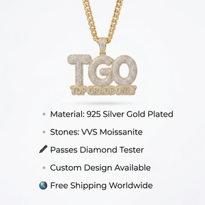 Pendentif Moissanite Taille Brillant Personnalisé, Collier Hip Hop avec Logo Glacé, Argent 925 Plaqué Or VVS, Certifié IGI, Tendance Unisexe - Product Image 4