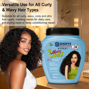 Crème Coiffante Végane Anti-Frisottis pour Cheveux Bouclés Hydratante Démêlante et Hydratante pour Cheveux Frisés et Crépus 2-en-1 Soin Capillaire Sans Rinçage - Product Image 3