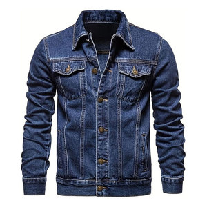 Chaqueta Vaquera de Hombre Estilo Vintage, Chaqueta Clásica de Mezclilla con Múltiples Bolsillos, Tejido Duradero de Mezcla de Algodón, Ajuste Cómodo - Product Image 1