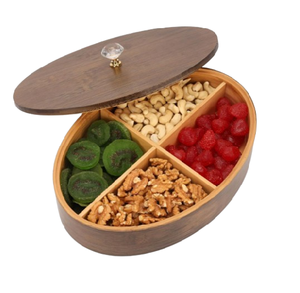 Caja de Madera Hecha a Mano con Forma Redondeada para Frutos Secos - Contenedor Decorativo para Dulces y Bocadillos - Product Image 6