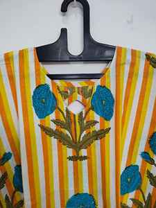 Robe Kaftan Vintage Bohème en Coton et Dentelle Faite à la Main, Coupe Ample Évasée, Tenue de Plage, Vêtement de Maternité, Cadeau Demoiselle d'Honneur, Lavable - Product Image 3