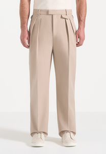 Pantalon de jogging droit en coton beige pour homme, taille élastique, coupe décontractée élégante, poids moyen, grande taille, hiver - Product Image 3
