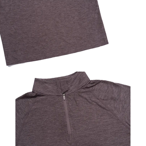 Haut de sport athlétique à manches longues en Spandex et Polyester, coupe ajustée, avec quart de zip, séchage rapide, couleur unie, veste de survêtement pour la gym - Product Image 6