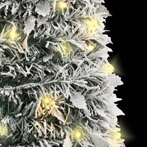 Sapin de Noël artificiel en PVC vert et blanc de 82,7 pouces avec base en métal et lumières de Noël festives - Product Image 4