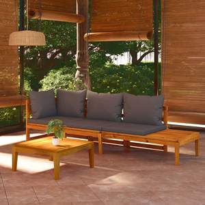 Conjunto de Muebles de Jardín Modulares Grandes de Madera de Acacia Sólida en Gris Oscuro - Product Image 1