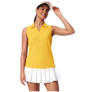 Women Sleeveless Golf Polo Shirt Quick Dry Moisture Wicking <b>Athletic</b> Apparel Custom Logo Tank Tops - Product Image 1