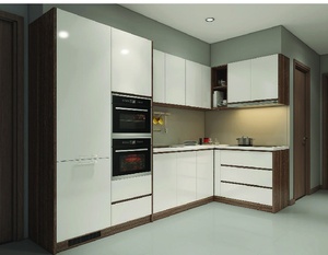 Vietnam Modern <b>Wall</b>-Mounted Kitchen <b>Cabinets</b> Durable Particle Board MDF Plywood Eco-Friendly <b>Metal</b> Handles Apartment Use 5 - Product Image 2