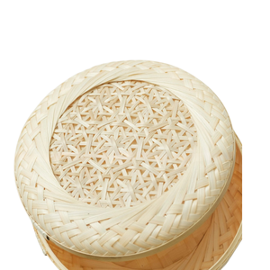 Caja de Regalo de Bambú de Lujo para Regalos Corporativos, Caja de Presentación Redonda y Plana de Madera, Elegante Cesta de Regalo Artesanal con Tapa - Product Image 3