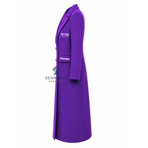 Manteau long croisé pour femme NCV Sorority, col à revers cranté, manches longues, coupe ajustée, brodé, vêtement d'extérieur formel - Product Image 4
