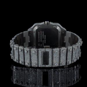 Reloj de Hombre de Alta Calidad con Diamantes Moissanite VVS, Esfera Cuadrada, Acero Inoxidable, Chapado en Oro Blanco, Números Arábigos, Lujoso, 20 mm - Product Image 2