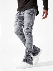 Jeans de Mezclilla para Hombre, Corte Recto, Desgastados y Rotos, Cintura Media, Ajuste Slim, Estilo Urbano, Primavera - Product Image 2