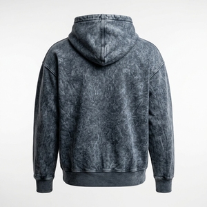 Sudadera con capucha vintage de 500 g/m² para hombre, con cremallera, efecto desgastado y lavado ácido, venta al por mayor, fabricación personalizada - Product Image 1