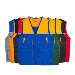 VENTA SUPERIOR Kaki Ingeniero/Chaleco de construcción Seguridad Multi bolsillos Diseño personalizado Malla reflectante Transpirable Secado rápido Cremallera gratis - Product Image 4