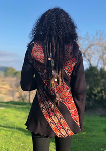 Boho Cowl Neck Hoodie With Ethnic Tribal Pattern Long Sleeve <b>Festival</b> Sweatshirt For Women Comfortable Stylish Bohemian <b>Top</b> - Product Image 2