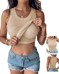 2026 Latest Women's Tank <b>Top</b> Beige Knitted Tank <b>Top</b> O-Neck Sleeveless Casual Solid Color Breathable <b>Crop</b> Tank <b>Tops</b> - Product Image 1