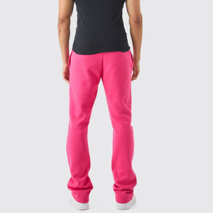 Unisex Custom <b>Jogger</b> Sweat Pants Light Wash Sun Faded Distressed <b>Stacked</b> Flare Track Pants for Men Eco-Friendly Casual - Product Image 2