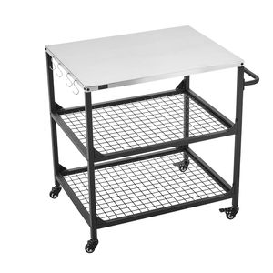 Carrello per Barbecue da Esterno a 4 Ruote con Piano di Lavoro in Acciaio Inox 31,5 X 24,0 Pollici, Tavolo da Cucina per Esterni - Product Image 1