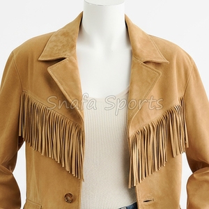 Women's Stylish Western Cowgirl Leather <b>Jacket</b> Oem Women's Custom Leather <b>Jacket</b> Ladies <b>Star</b> Fringe Fashion Wear - Product Image 4