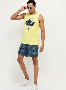 Camiseta sin Mangas Amarilla para Hombre con Estampado Sencillo, Cuello Redondo Informal, Transpirable, de Algodón, con Logotipo Frontal - Product Image 2