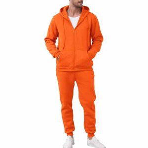 Vêtements de sport pour hommes personnalisables avec logo, ensemble 2 pièces en polaire, sweat à capuche + pantalon, veste de sport pour hommes, fermeture éclair intégrale, tenue de sport décontractée et chaude - Product Image 1