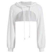 Haut court à volants pour femme, personnalisé avec logo sérigraphié, en molleton polyester/coton, écologique, anti-boulochage, idéal pour l'hiver
