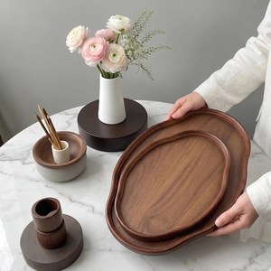 Wooden Oval Storage <b>Tray</b> Minimalist Design Single Tier Durable Unfinished Finish For Table Use custom wooden serving <b>tray</b> - Product Image 3
