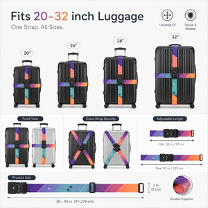 <span class=keywords><strong>Sangle</strong></span> de bagage robuste en <span class=keywords><strong>nylon</strong></span> <span class=keywords><strong>avec</strong></span> logo imprimé par sublimation personnalisé, <span class=keywords><strong>boucle</strong></span> élastique en forme de plaque arc-en-ciel, pour valise de voyage extérieure - Product Image 4