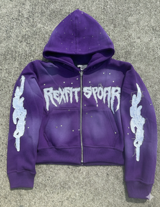 Sweats à capuche zippés effet délavé de qualité supérieure, style streetwear, fabricant de vêtements personnalisés, sweats à capuche zippés avec logo brodé vieilli - Product Image 1