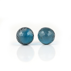 Topacio Azul de Londres Natural, Bolas Redondas con Corte Semiperforado, Piedras Preciosas Sueltas, Certificadas por Terceros, Venta al por Mayor, Gopika Exports Jewelry - Product Image 1