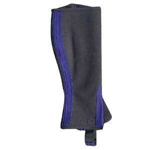 High Quality Genuine Leather Lightweight Unisex English Half <b>Chaps</b> Hook Loop Closure Buckles women Training Customized Logo - Product Image 2