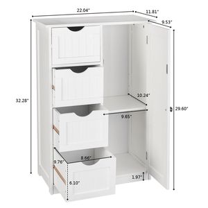 Mobile Bagno Moderno Bianco con Anta Singola e 4 Cassetti, Design Salvaspazio in MDF per Casa o Hotel - Product Image 3