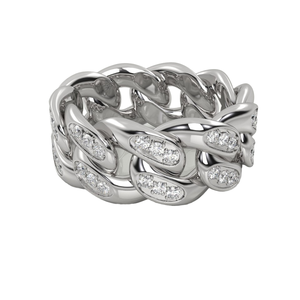 Bague de doigt pour homme en or blanc 18 carats plaqué or, avec diamants de laboratoire VVS, style hip-hop cubain, bijoux fins - Product Image 1