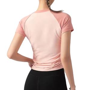 Camisetas raglán transpirables de estilo béisbol de producción OEM para mujer, camisetas de manga raglán en contraste para mujer, camiseta informal de algodón - Product Image 3