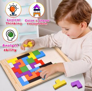 Wood Intelligence Eco-Friendly Polished Wooden Puzzle Blocks Colorful Round Handmade Tabletop Educational Craft Toy - Product Image 4