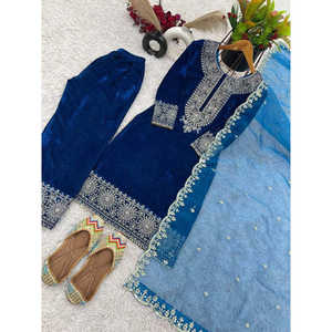 Ensemble de costume de soirée pour femmes de créateur avec haut-dupatta et bas Haut-dupatta et bas élégants pour femmes - Product Image 1