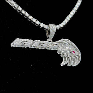 925 argent Moissanite Hip Hop glacé pendentif VVS diamant breloque avec ligne visage et lettre diamant bijoux - Product Image 1