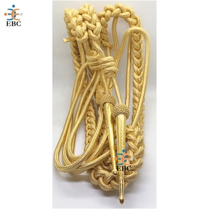 Correa de hombro y cordón de uniforme unisex para adultos de Export Belt Corp. Golden Aiguillette Pakistan, de poliéster y algodón, OEM - Product Image 1