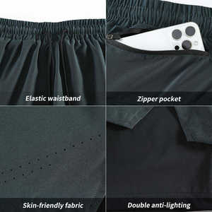 Pantalones Cortos Deportivos para Hombre, Hechos a Medida, Transpirables, de Secado Rápido, Antiarrugas, 100% Poliéster, Casuales, para Gimnasio, con Cintura Elástica - Product Image 2