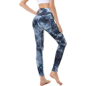 High Waist Solid Yoga <b>Leggings</b> <b>Pockets</b> Full Length Spandex Polyester Four-Way Stretch Seamless Contrast Stitch Women's - Product Image 4