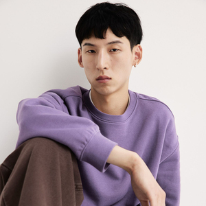 Super Selling Men's Breathable 100% Cotton Fleece Hooded Pullover Sweatshirts Regular Fit Pocket Solid Sequin Patches Front <b>Back</b> - Product Image 2