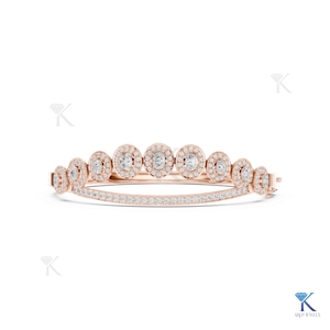 Luxury Lab Grown Diamond Tiara Halo <b>Bangle</b> 14K 18K <b>Solid</b> <b>Gold</b> Fine Women Bridal Statement Jewelry Manufacturer Wholesale - Product Image 3