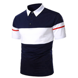 Polo de Hombre con Bloques de Color, Manga Corta, Tejido de Punto, Estilo Casual, Diseño a Rayas Rojo, Blanco y Gris - Product Image 4
