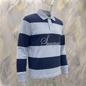 Chemise rayée Snowgrace à manches courtes respirante avec logo brodé, col rabattu, coupe décontractée pour garçons, printemps-été - Product Image 2
